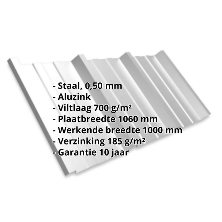 Damwandplaat T45/333M | Dak | Anti-Drup 700 g/m² | Staal 0,50 mm | Aluzink | Zilvergrijs #2