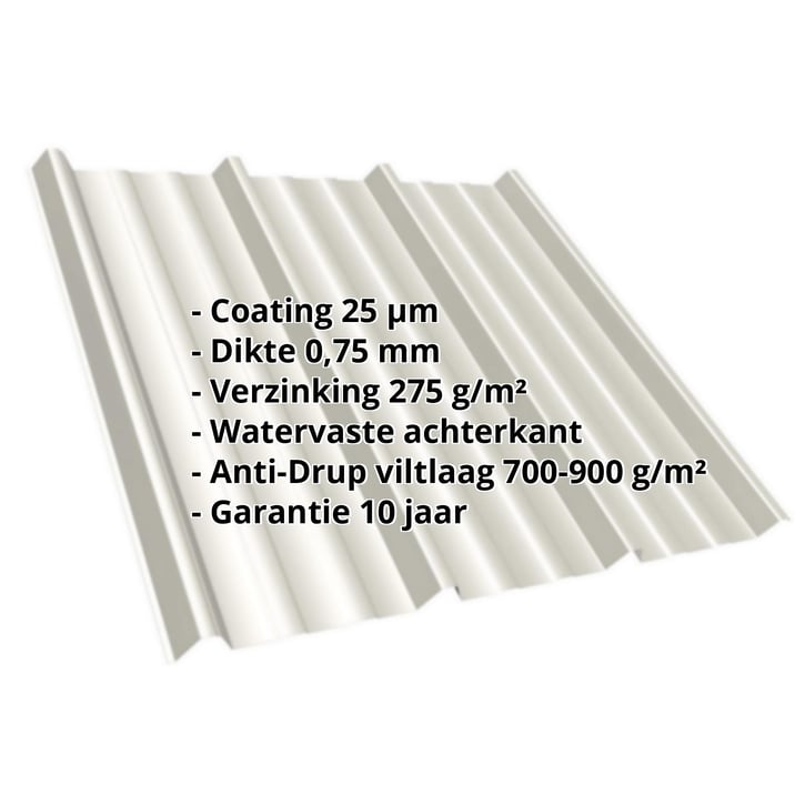 Damwandplaat T45/333M | Dak | Anti-Drup 700 g/m² | Staal 0,75 mm | 25 µm Polyester | 9002 - Grijswit #2