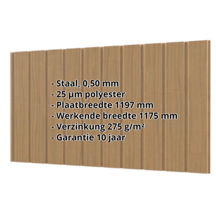 Damwandplaat T7M | Gevel | Staal 0,50 mm | 25 µm Polyester | Houtlook - Eiken #2