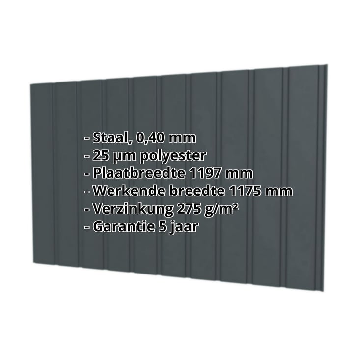 Damwandplaat T7M | Gevel | Staal 0,40 mm | 25 µm Polyester | 7016 - Antracietgrijs #2
