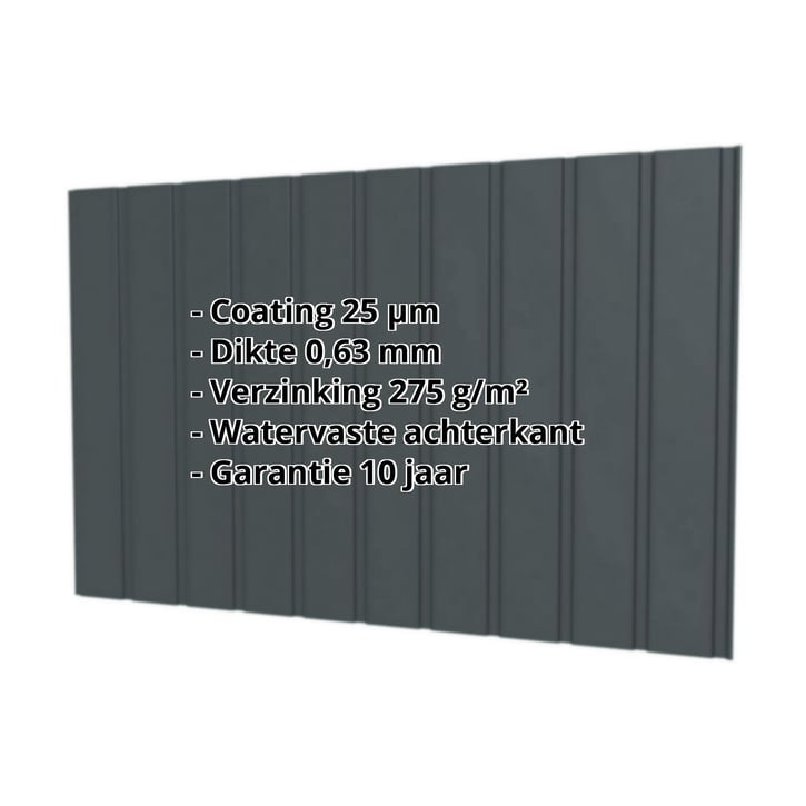 Damwandplaat T7M | Gevel Staal 0,63 mm | 25 µm Polyester | 7016 - Antracietgrijs Damwandplaat T7M | Gevel | Staal 0,63 mm | 25 µm Polyester | 7016 - Antracietgrijs #2