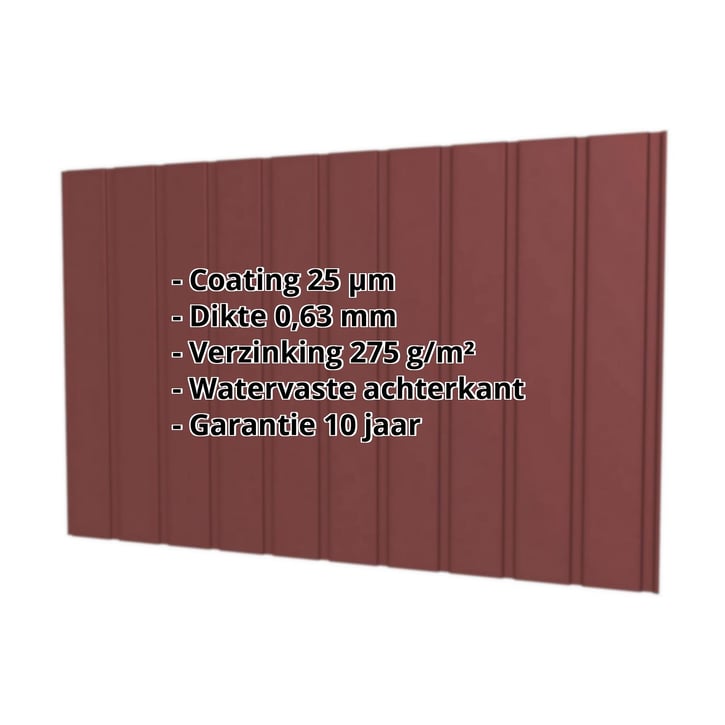 Damwandplaat T7M | Gevel Staal 0,63 mm | 25 µm Polyester | 8012 - Roodbruin Damwandplaat T7M | Gevel | Staal 0,63 mm | 25 µm Polyester | 8012 - Roodbruin #2
