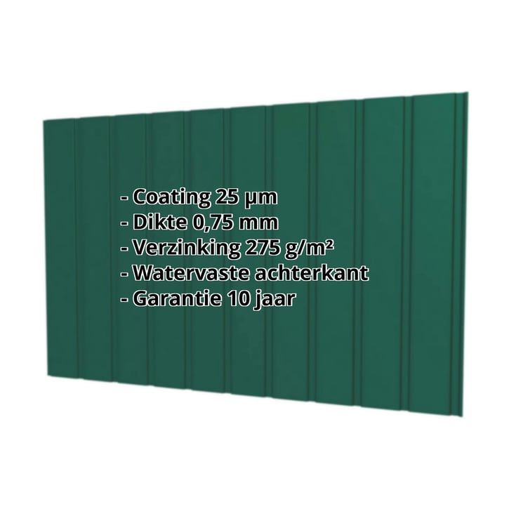 Damwandplaat T7M | Gevel | Staal 0,75 mm | 25 µm Polyester | 6005 - Mosgroen #2
