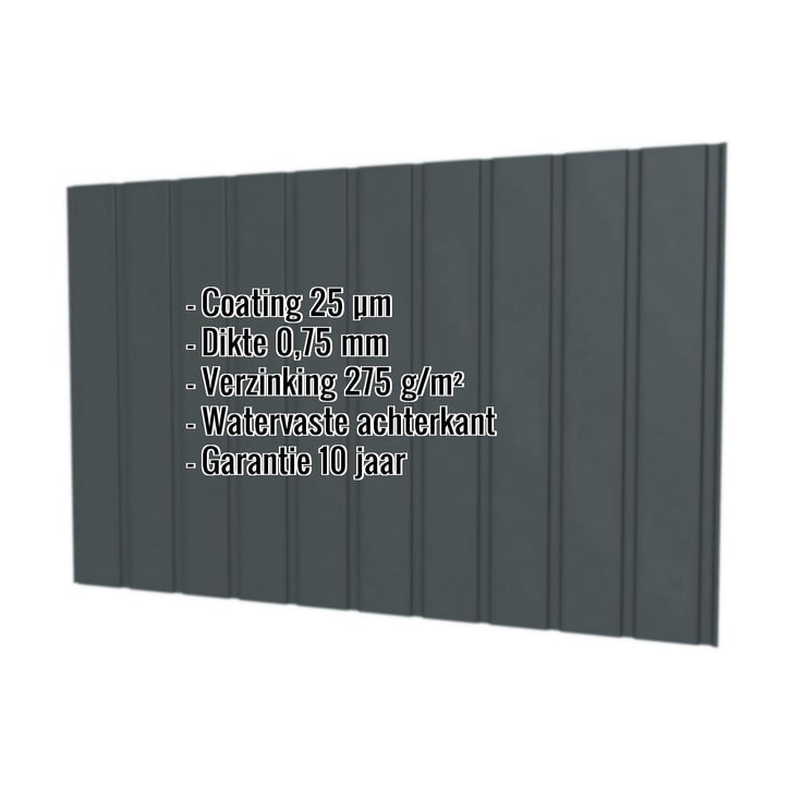 Damwandplaat T7M | Gevel | Staal 0,75 mm | 25 µm Polyester | 7016 - Antracietgrijs beide zijden #2