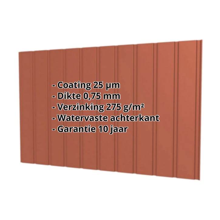 Damwandplaat T7M | Gevel Staal 0,75 mm | 25 µm Polyester | 8004 - Koperbruin Damwandplaat T7M | Gevel | Staal 0,75 mm | 25 µm Polyester | 8004 - Koperbruin #2