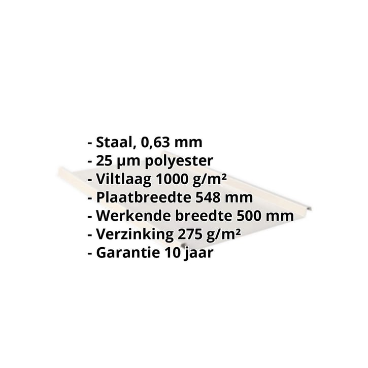 Felsplaat 33/500-LE | Dak | Anti-Drup 1000 g/m² Staal 0,63 mm | 25 µm Polyester | 9002 - Grijswit Felsplaat 33/500-LE | Dak | Anti-Drup 1000 g/m² | Staal 0,63 mm | 25 µm Polyester | 9002 - Grijswit #2