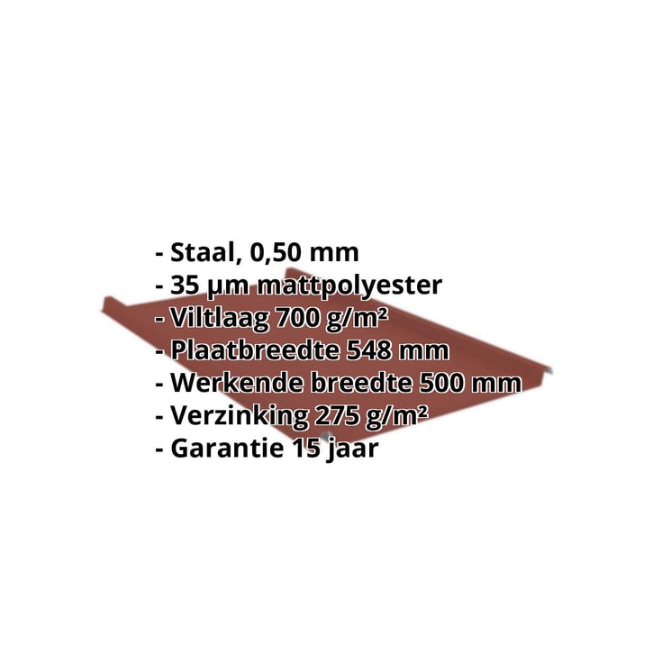 Felsplaat 33/500-LE | Dak | Anti-Drup 700 g/m² | Staal 0,50 mm | 35 µm Mattpolyester | 29 - Rood #2
