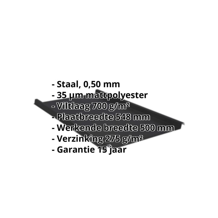 Felsplaat 33/500-LE | Dak | Anti-Drup 700 g/m² | Staal 0,50 mm | 35 µm Mattpolyester | 33 - Zwart #2