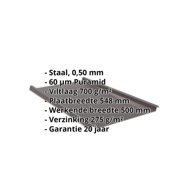 Felsplaat 33/500-LE | Dak | Anti-Drup 700 g/m² | Staal 0,50 mm | 60 µm Puramid | 8017 - Chocoladebruin #2