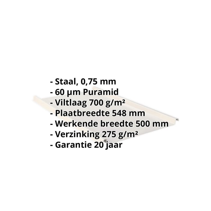 Felsplaat 33/500-LE | Dak | Anti-Drup 700 g/m² Staal 0,75 mm | 60 µm Puramid | 9002 - Grijswit Felsplaat 33/500-LE | Dak | Anti-Drup 700 g/m² | Staal 0,75 mm | 60 µm Puramid | 9002 - Grijswit #2