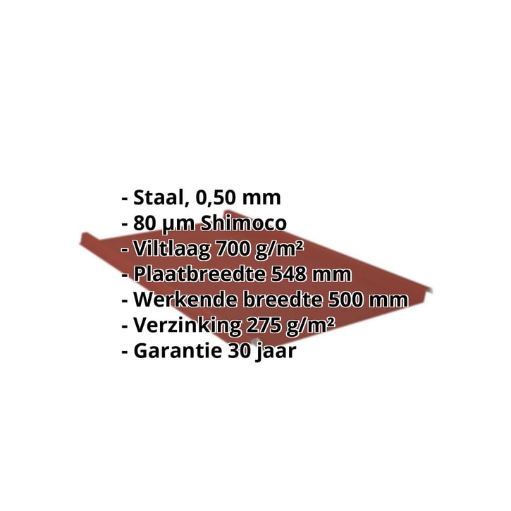 Felsplaat 33/500-LE | Dak | Anti-Drup 700 g/m² Staal 0,50 mm | 80 µm Shimoco | 3009 - Oxyderood Felsplaat 33/500-LE | Dak | Anti-Drup 700 g/m² | Staal 0,50 mm | 80 µm Shimoco | 3009 - Oxyderood #2