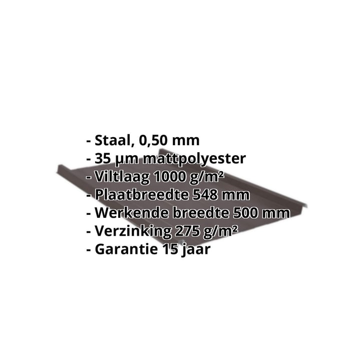 Felsplaat 33/500-LR | Dak | Anti-Drup 1000 g/m² | Staal 0,50 mm | 35 µm Mattpolyester | 32 - Donkerbruin #2