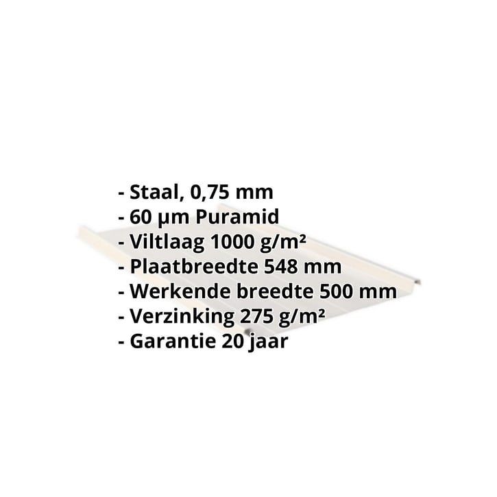 Felsplaat 33/500-LR | Dak | Anti-Drup 1000 g/m² | Staal 0,75 mm | 60 µm Puramid | 9002 - Grijswit #2