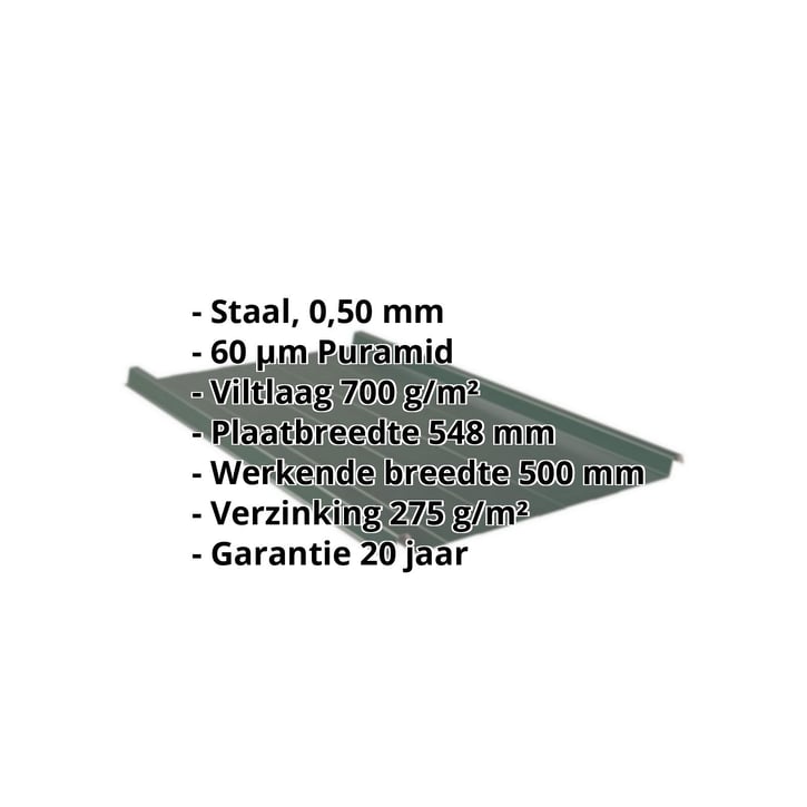 Felsplaat 33/500-LR | Dak | Anti-Drup 700 g/m² | Staal 0,50 mm | 60 µm Puramid | 6005 - Mosgroen #2