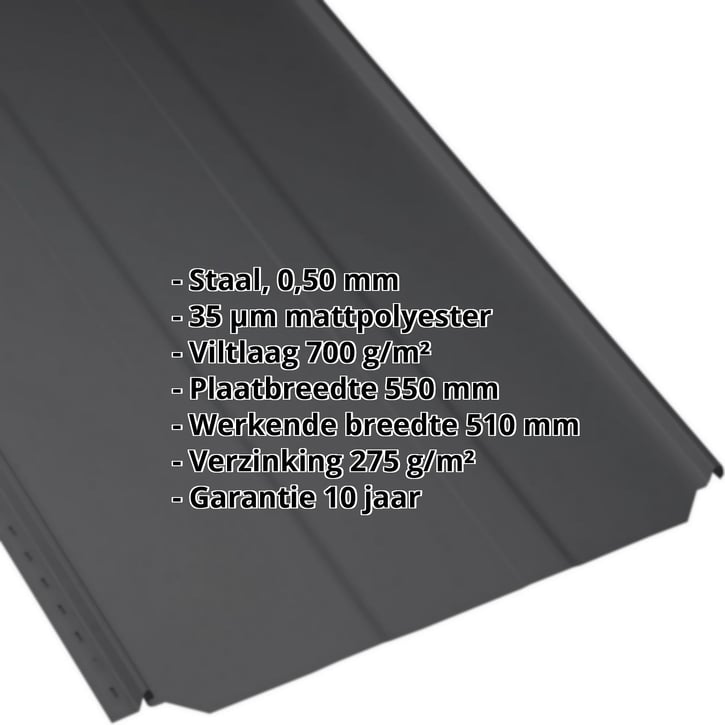 Felsplaat PD-510-S | Damwand | Anti-Drup 700 g/m² Staal 0,50 mm | 35 µm mattpolyester | 9005 - Gitzwart Felsplaat PD-510-S | Damwand | Anti-Drup 700 g/m² | Staal 0,50 mm | 35 µm mattpolyester | 9005 - Gitzwart #2