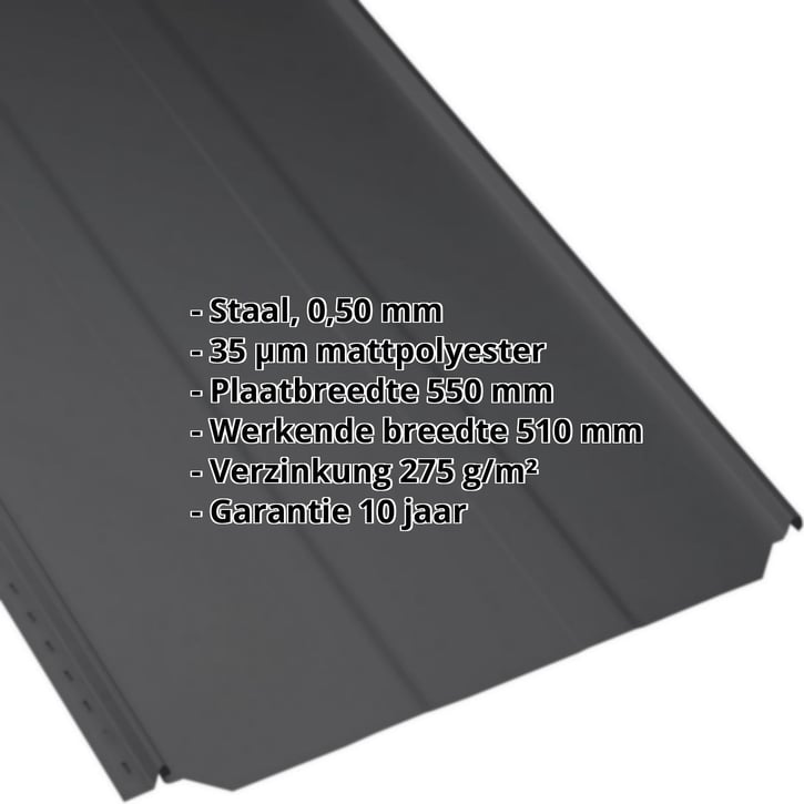 Felsplaat PD-510-S | Damwand | Staal 0,50 mm | 35 µm mattpolyester | 9005 - Gitzwart #2