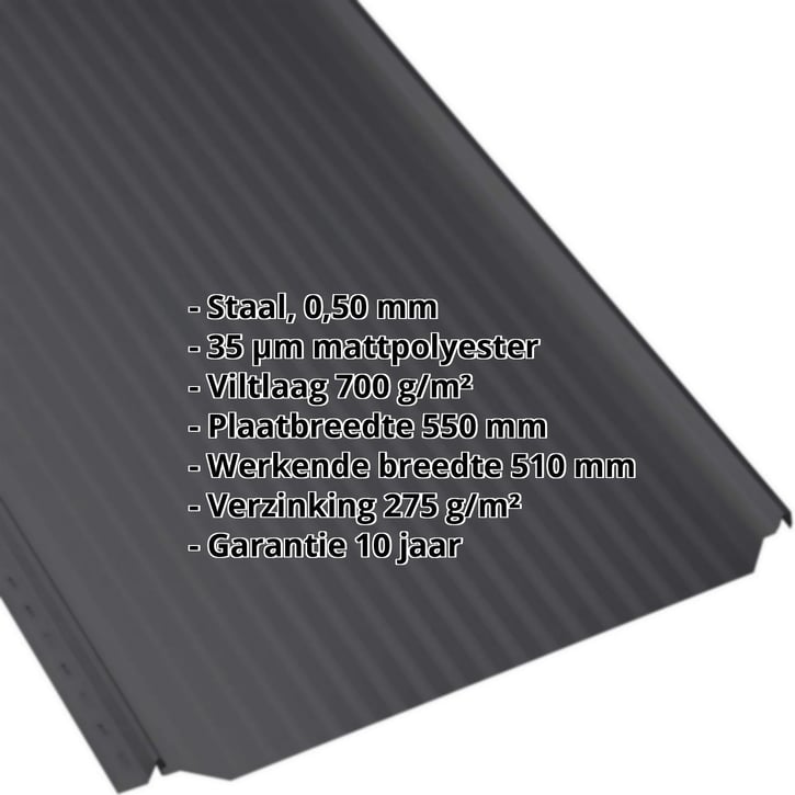 Felsplaat PD-510-S | Mikro | Anti-Drup 700 g/m² | Staal 0,50 mm | 35 µm mattpolyester | 9005 - Gitzwart #2