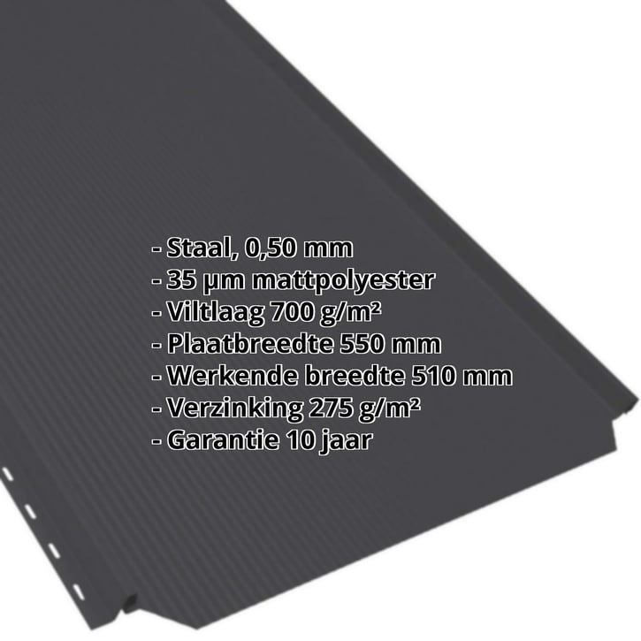 Felsplaat PD-510-S | Nano | Anti-Drup 700 g/m² Staal 0,50 mm | 35 µm mattpolyester | 9005 - Gitzwart Felsplaat PD-510-S | Nano | Anti-Drup 700 g/m² | Staal 0,50 mm | 35 µm mattpolyester | 9005 - Gitzwart #2