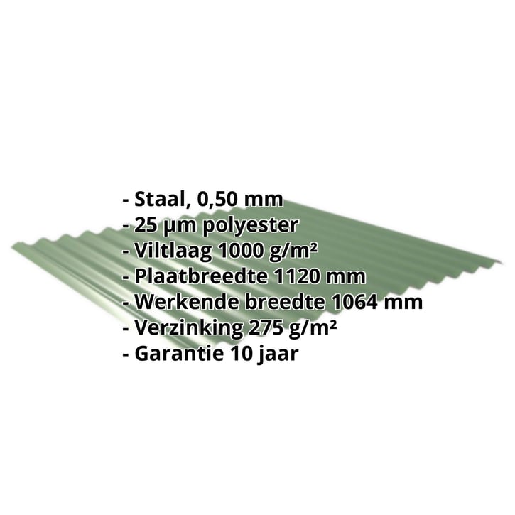 Golfplaat 18/1064 | Dak | Anti-Drup 1000 g/m² | Staal 0,50 mm | 25 µm Polyester | 6002 - Loofgroen #2