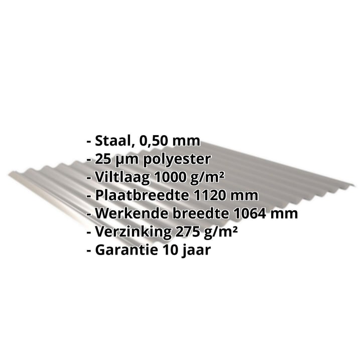 Golfplaat 18/1064 | Dak | Anti-Drup 1000 g/m² | Staal 0,50 mm | 25 µm Polyester | 9007 - Grijs aluminiumkleurig #2