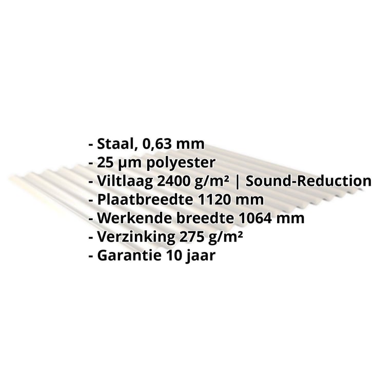 Golfplaat 18/1064 | Dak | Anti-Drup 1000 g/m² | Staal 0,63 mm | 25 µm Polyester | 9002 - Grijswit #2
