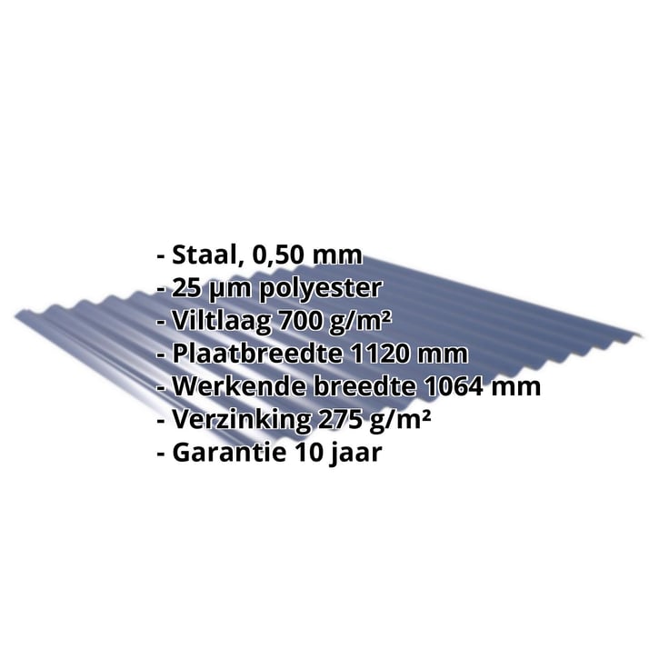 Golfplaat 18/1064 | Dak | Anti-Drup 700 g/m² | Staal 0,50 mm | 25 µm Polyester | 5010 - Gentiaanblauw #2