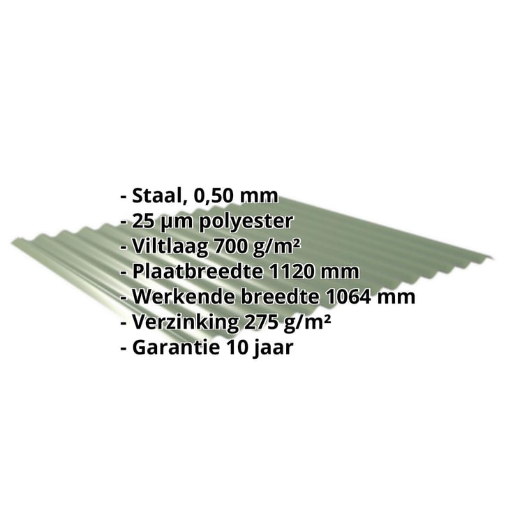 Golfplaat 18/1064 | Dak | Anti-Drup 700 g/m² | Staal 0,50 mm | 25 µm Polyester | 6011 - Resedagroen #2