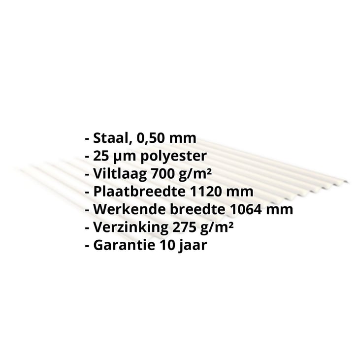 Golfplaat 18/1064 | Dak | Anti-Drup 700 g/m² | Staal 0,50 mm | 25 µm Polyester | 9010 - Zuiverwit #2