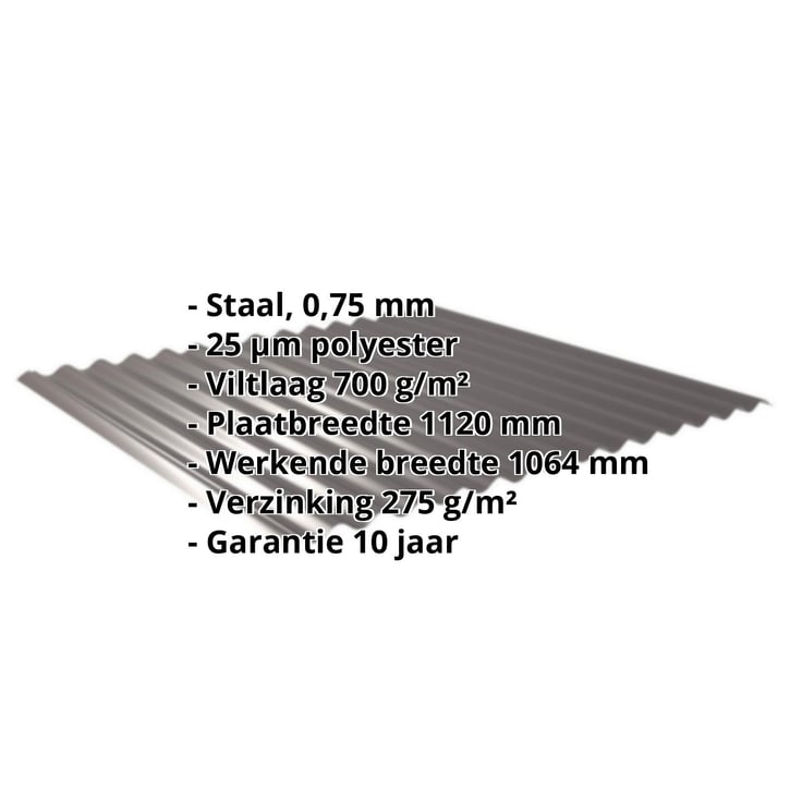 Golfplaat 18/1064 | Dak | Anti-Drup 700 g/m² | Staal 0,75 mm | 25 µm Polyester | 8017 - Chocoladebruin #2