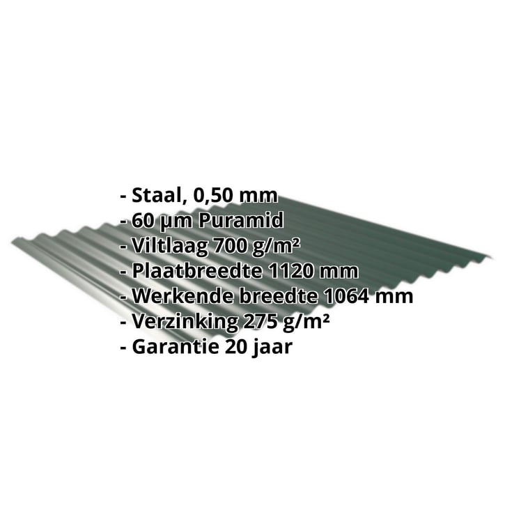 Golfplaat 18/1064 | Dak | Anti-Drup 700 g/m² | Staal 0,50 mm | 60 µm Puramid | 6005 - Mosgroen #2