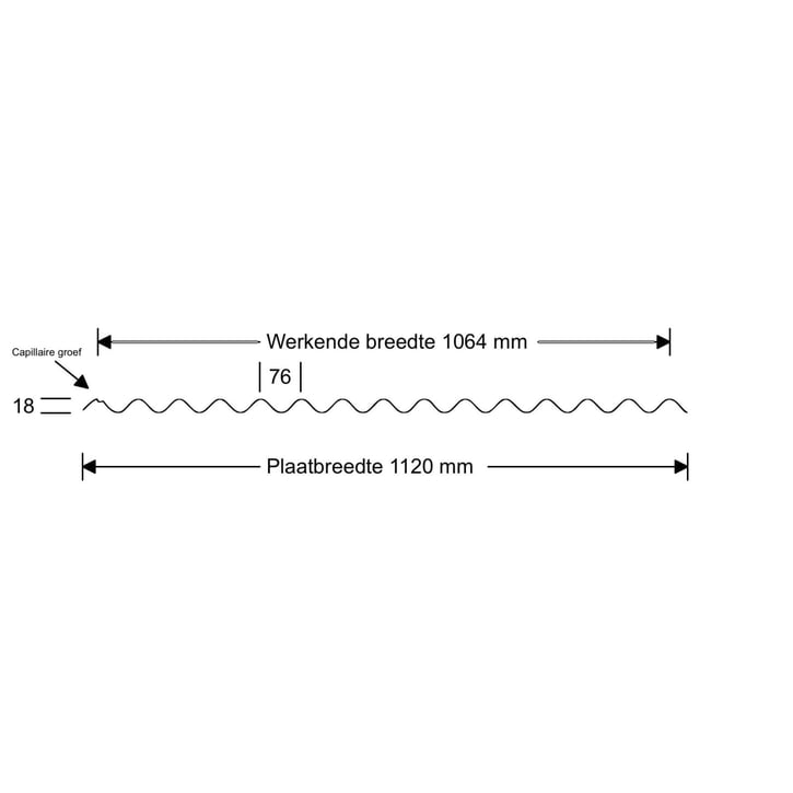 Golfplaat 18/1064 | Dak | Anti-Drup 700 g/m² | Staal 0,50 mm | 60 µm Puramid | 8012 - Roodbruin #8