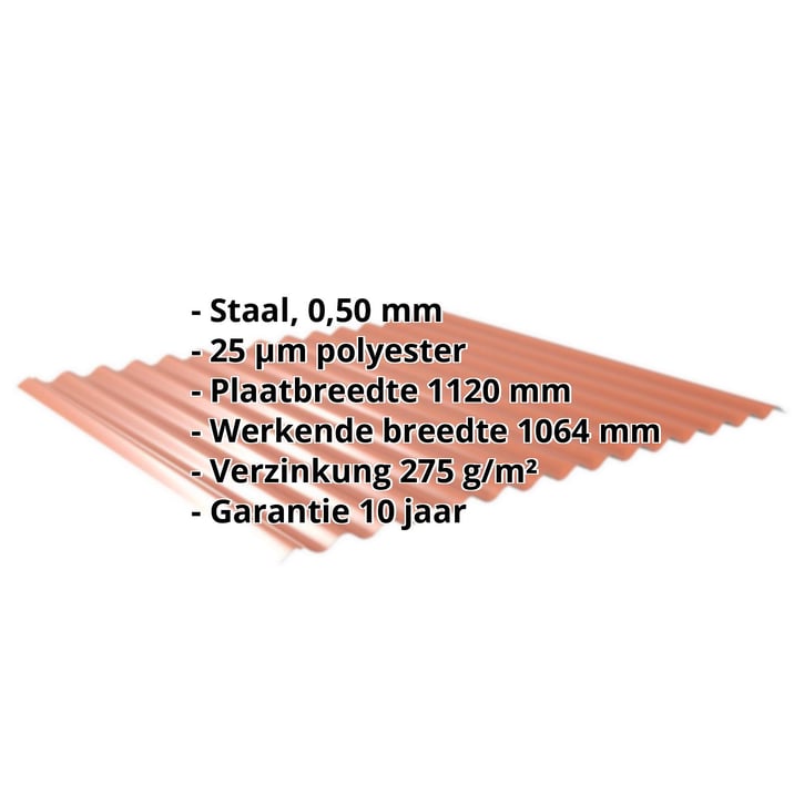 Golfplaat 18/1064 | Dak | Staal 0,50 mm | 25 µm Polyester | 8004 - Koperbruin #2