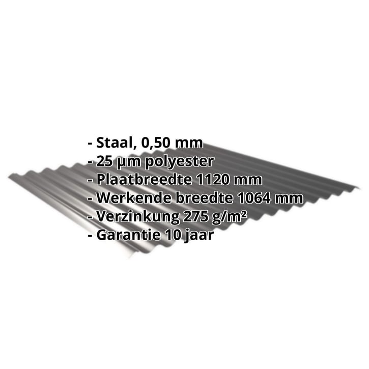 Golfplaat 18/1064 | Dak | Staal 0,50 mm | 25 µm Polyester | 9005 - Gitzwart #2