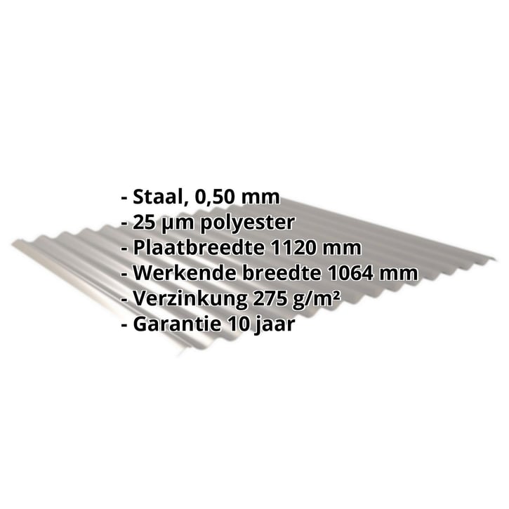 Golfplaat 18/1064 | Dak | Staal 0,50 mm | 25 µm Polyester | 9007 - Grijs aluminiumkleurig #2