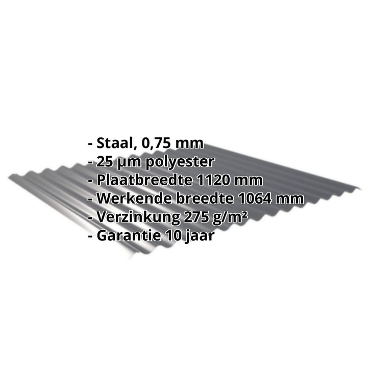 Golfplaat 18/1064 | Dak | Staal 0,75 mm | 25 µm Polyester | 7016 - Antracietgrijs #2