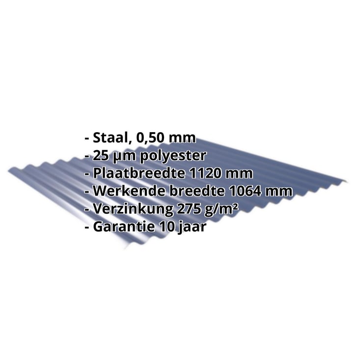 Golfplaat 18/1064 | Gevel | Staal 0,50 mm | 25 µm Polyester | 5010 - Gentiaanblauw #2