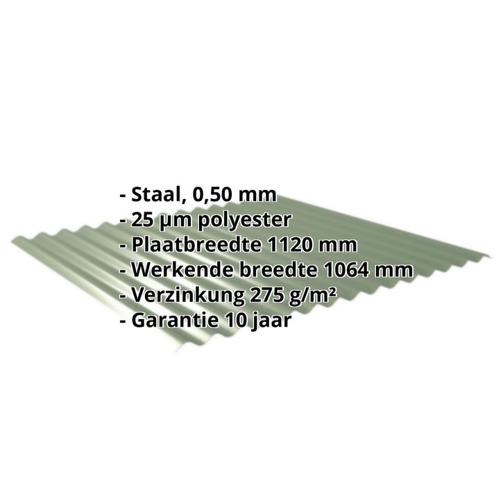Golfplaat 18/1064 | Gevel | Staal 0,50 mm | 25 µm Polyester | 6011 - Resedagroen #2