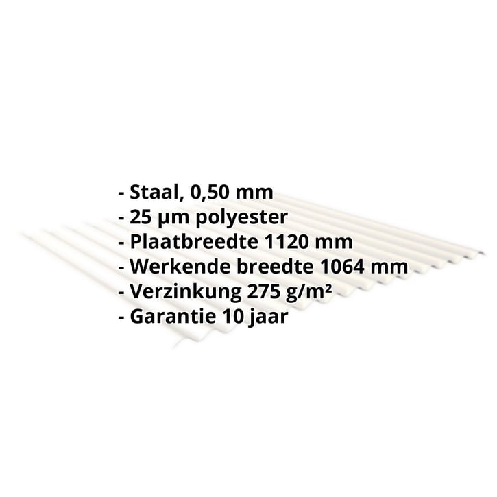 Golfplaat 18/1064 | Gevel | Staal 0,50 mm | 25 µm Polyester | 9010 - Zuiverwit #2