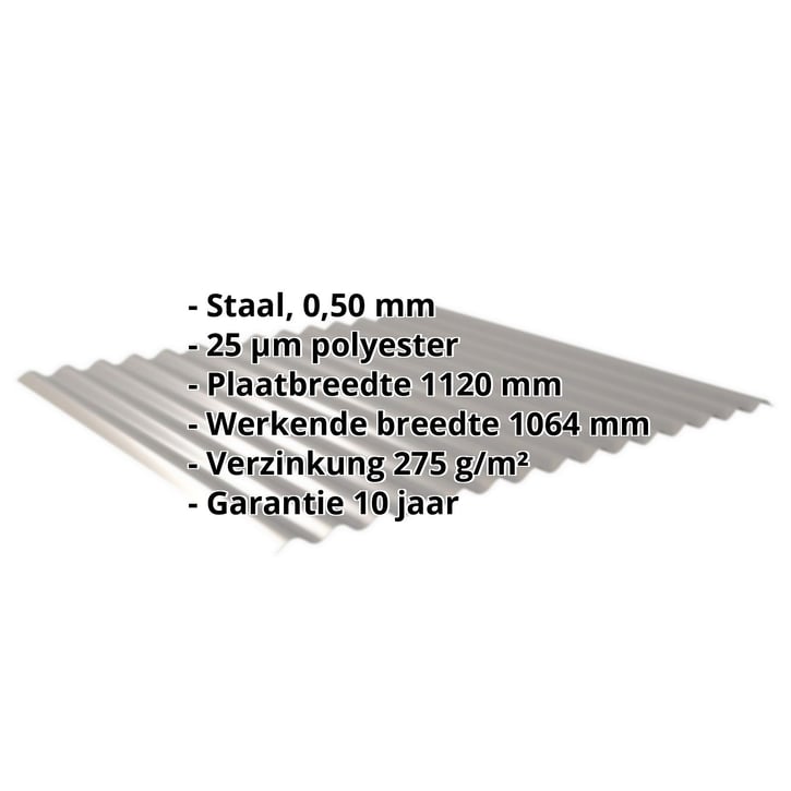 Golfplaat 18/1064 | Gevel | Staal 0,50 mm | 25 µm Polyester | 9007 - Grijs aluminiumkleurig #2