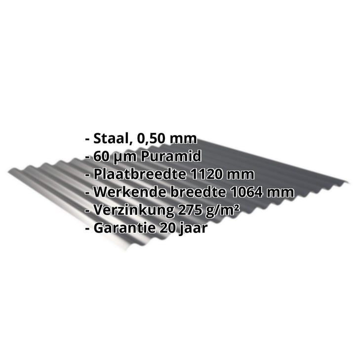 Golfplaat 18/1064 | Gevel | Staal 0,50 mm | 60 µm Puramid | 7016 - Antracietgrijs #2