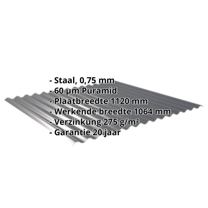 Golfplaat 18/1064 | Gevel | Staal 0,75 mm | 60 µm Puramid | 7016 - Antracietgrijs #2