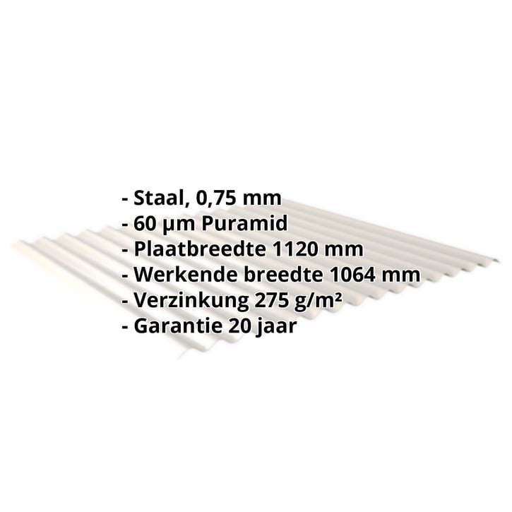 Golfplaat 18/1064 | Gevel | Staal 0,75 mm | 60 µm Puramid | 9002 - Grijswit #2