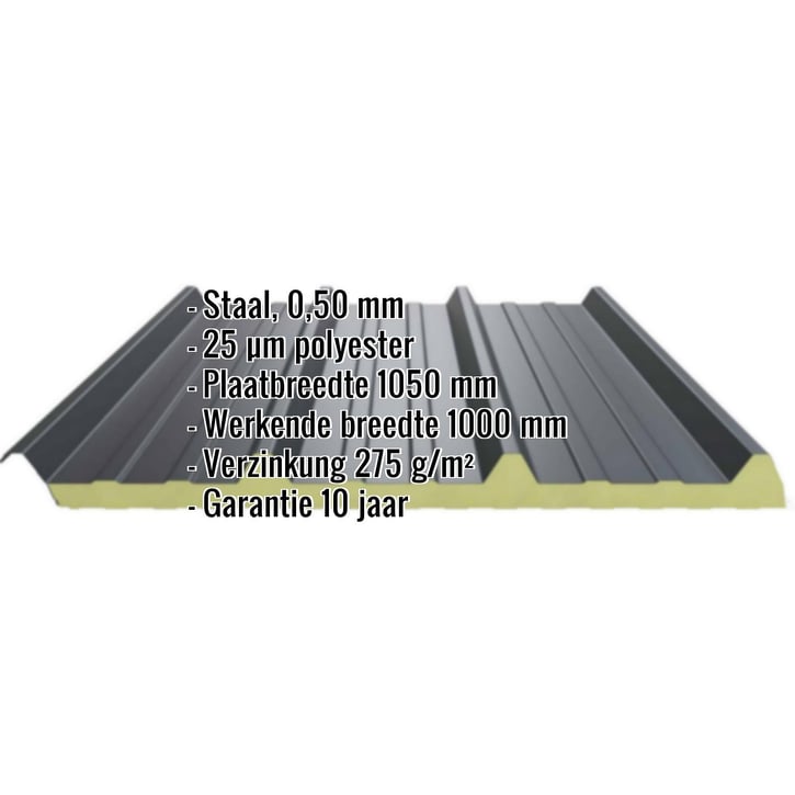 Sandwich Paneel Roof 1000-40 | Dak | Kern 4 cm | 25 µm Polyester | 7016 - Antracietgrijs | 6,10 m #2