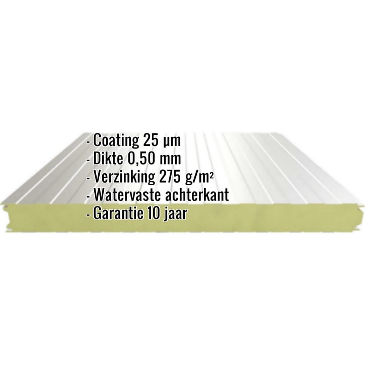 Sandwich Paneel Wall 1100 80 | Gevel | Kern 8 cm | 25 µm Polyester | 9002 - Grijswit | 6,00 m #2