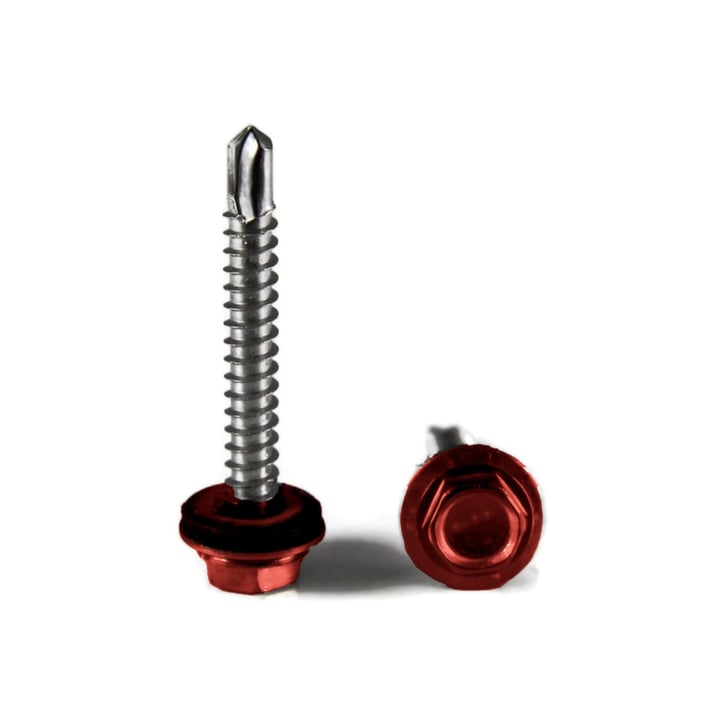 RVS schroeven | Voor montage profieltop op houten constructie | 6,5 x 80 mm D16 | Bruinrood #1