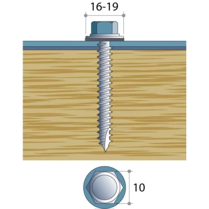Verzinkte schroeven | Voor montage profieltop op houten constructie | 6,5 x 130 mm E16 | Blank #1