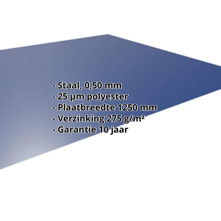 Vlakke plaat | Staal 0,50 mm | 25 µm Polyester | 5010 - Gentiaanblauw #2