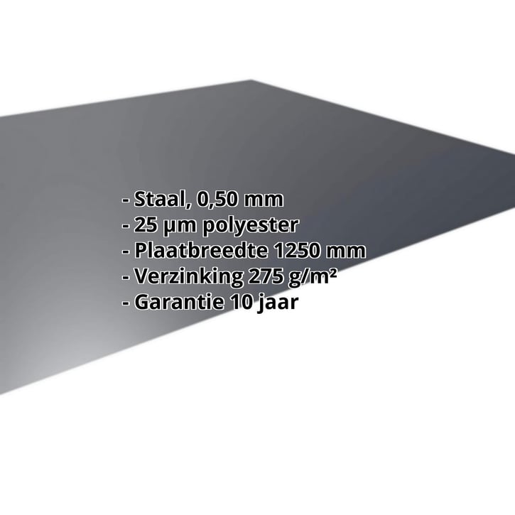 Vlakke plaat | Staal 0,50 mm | 25 µm Polyester | 7016 - Antracietgrijs #2