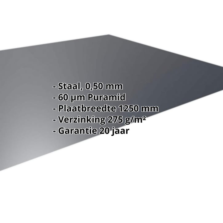 Vlakke plaat | Staal 0,50 mm | 60 µm Puramid | 7016 - Antracietgrijs #2
