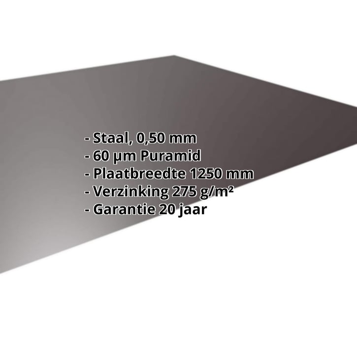Vlakke plaat | Staal 0,50 mm | 60 µm Puramid | 8017 - Chocoladebruin #2